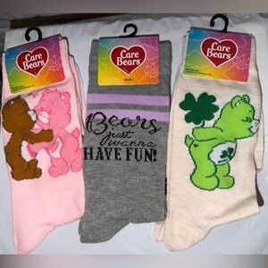 Care Bears Pink, Gray, and Cream Socks Trio